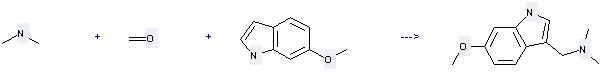 1H-Indole-3-methanamine,6-methoxy-N,N-dimethyl- can be prepared by 6-methoxy-indole, dimethylamine and formaldehyde at the ambient temperature